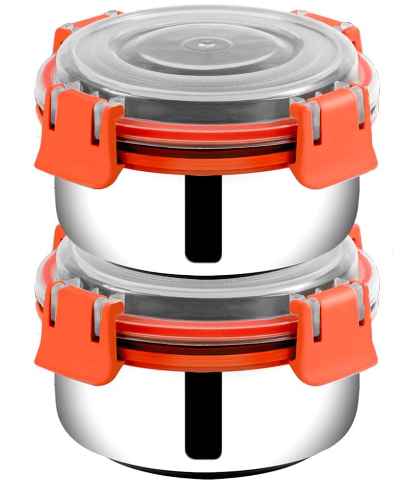     			BOWLMAN - Steel Orange Food Container ( Set of 2 - 350mL each )