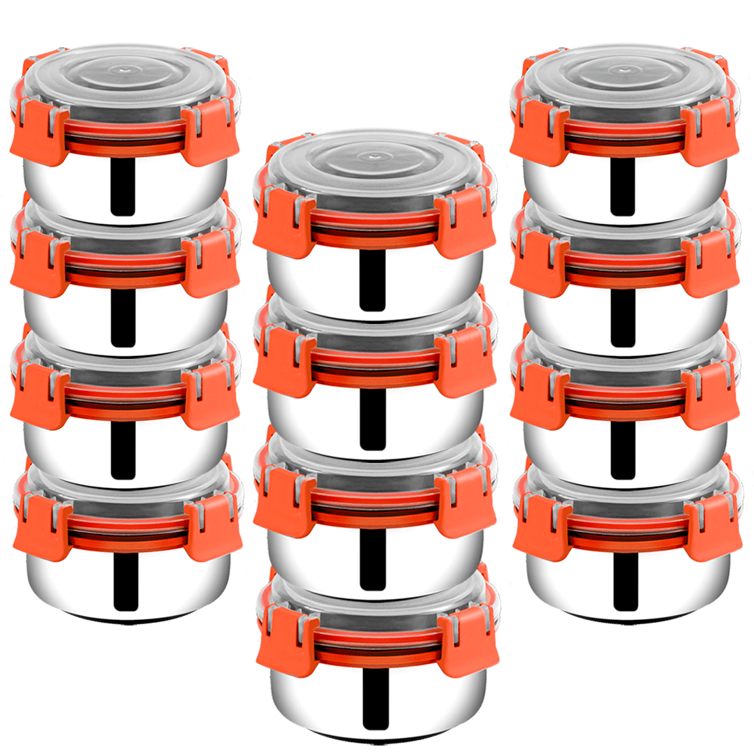 BOWLMAN - Steel Orange Food Container ( Set of 12 - 350mL each )