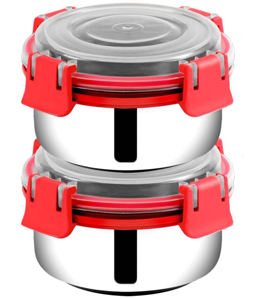 BOWLMAN - Steel Red Food Container ( Set of 2 - 350mL each )