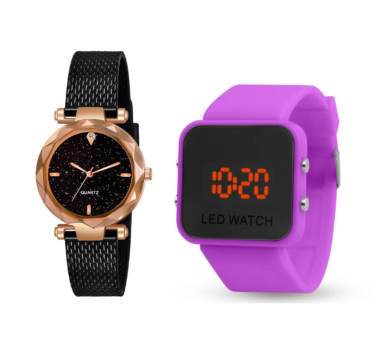     			DECLASSE - Black Resin Analog Couple's Watch