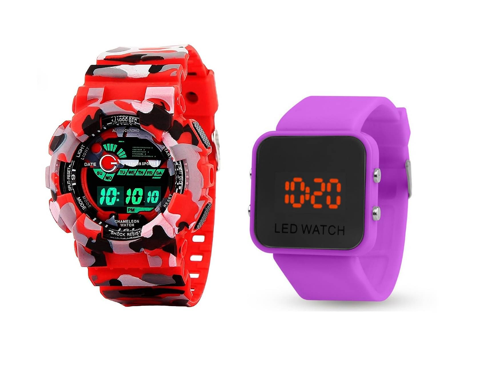     			DECLASSE - Multicolor Resin Digital Couple's Watch