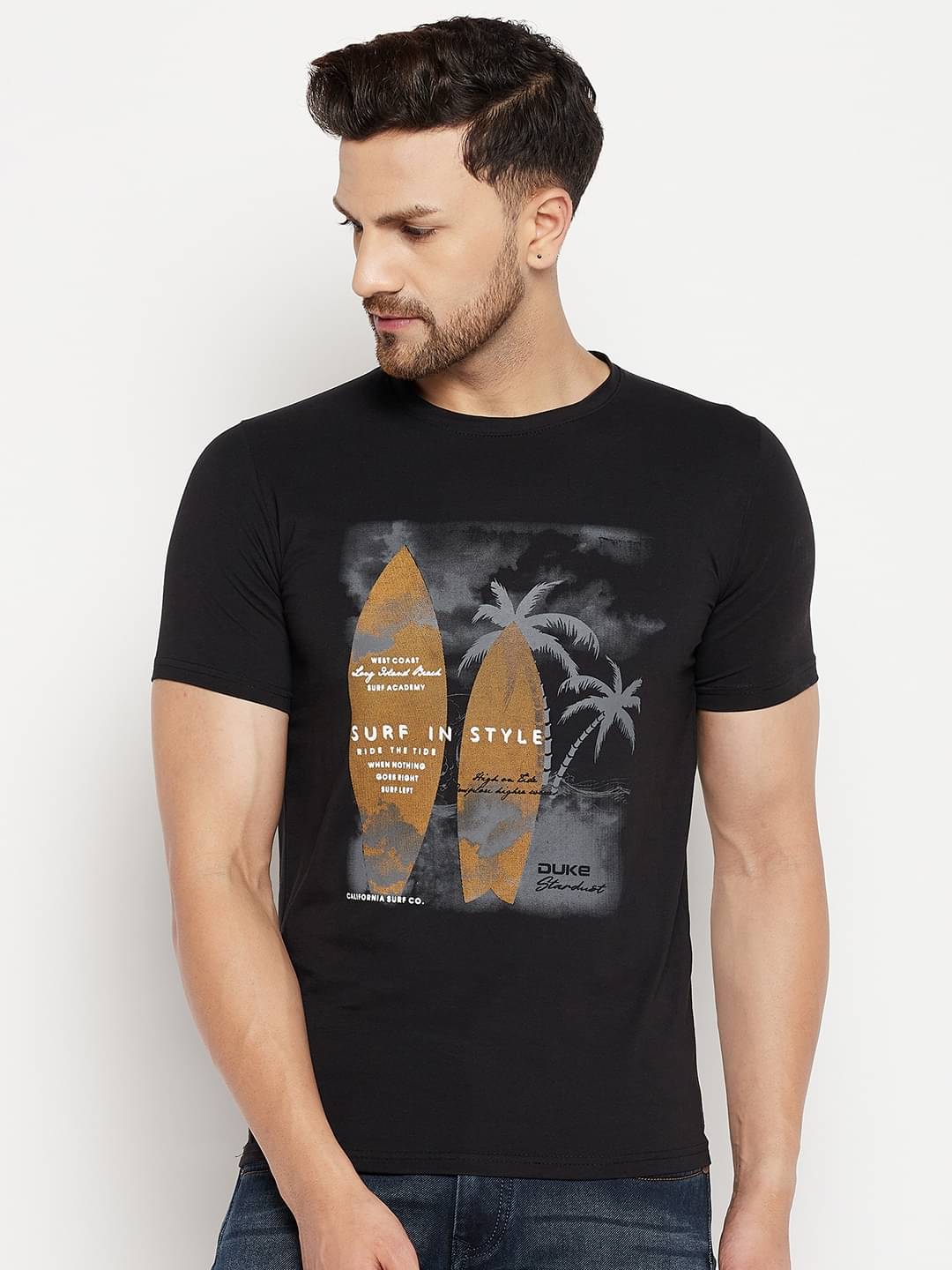     			Duke Pack of 1 Cotton Blend Slim Fit Men's T-Shirt ( Black )