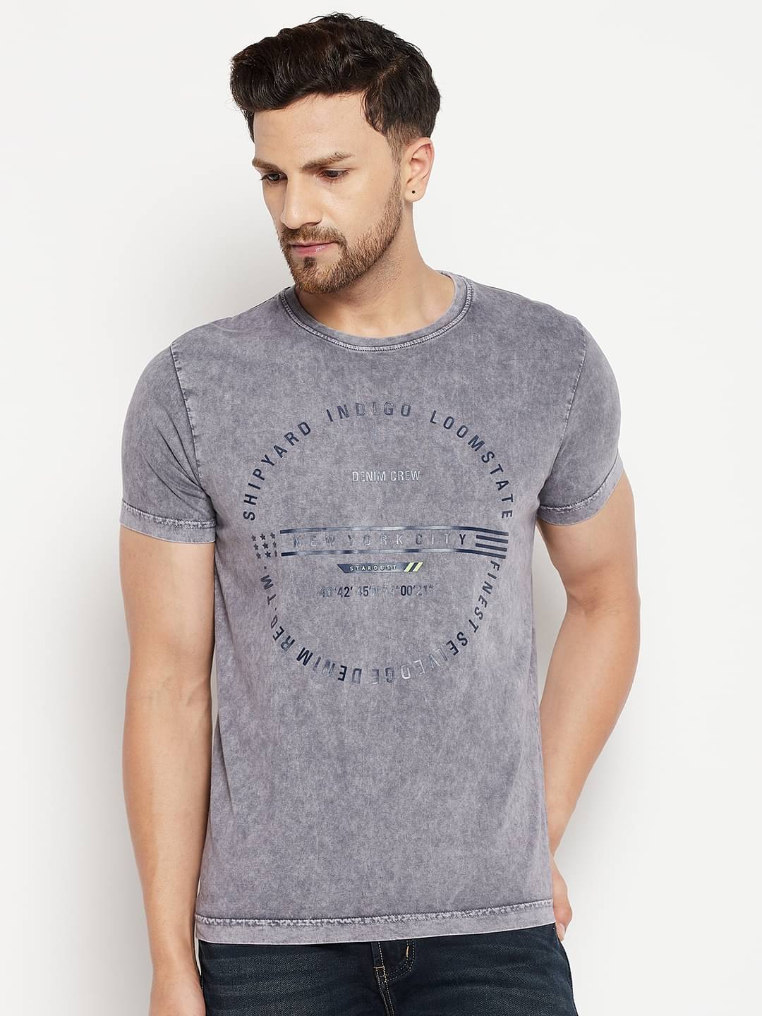 Duke Pack of 1 Cotton Blend Slim Fit Men's T-Shirt ( Blue ) Duke Pack of 1 Cotton Blend Slim Fit Men's T-Shirt ( Blue )