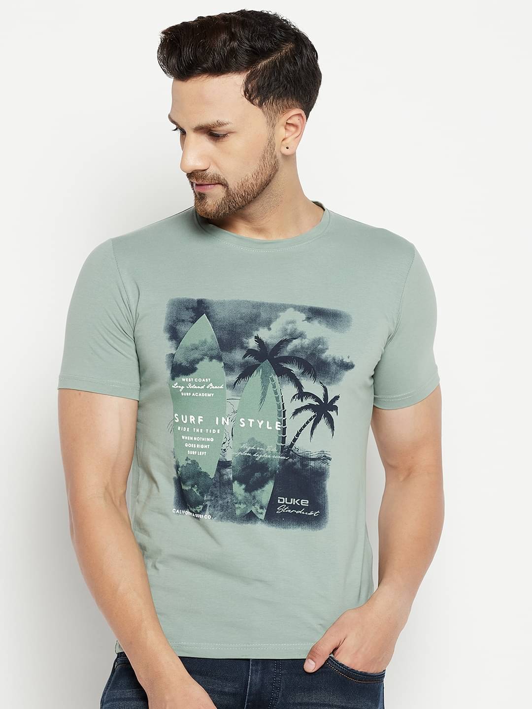     			Duke Pack of 1 Cotton Blend Slim Fit Men's T-Shirt ( Green )