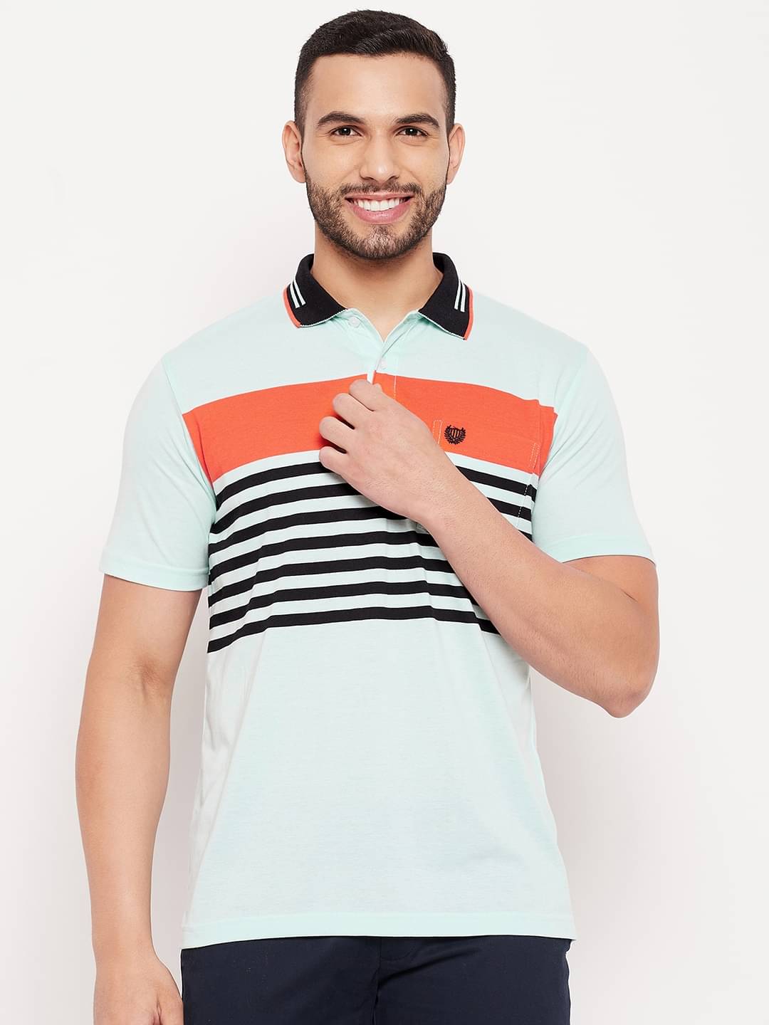     			Duke Pack of 1 Cotton Blend Slim Fit Striped Half Sleeves Men's Polo T Shirt ( Multicolor )
