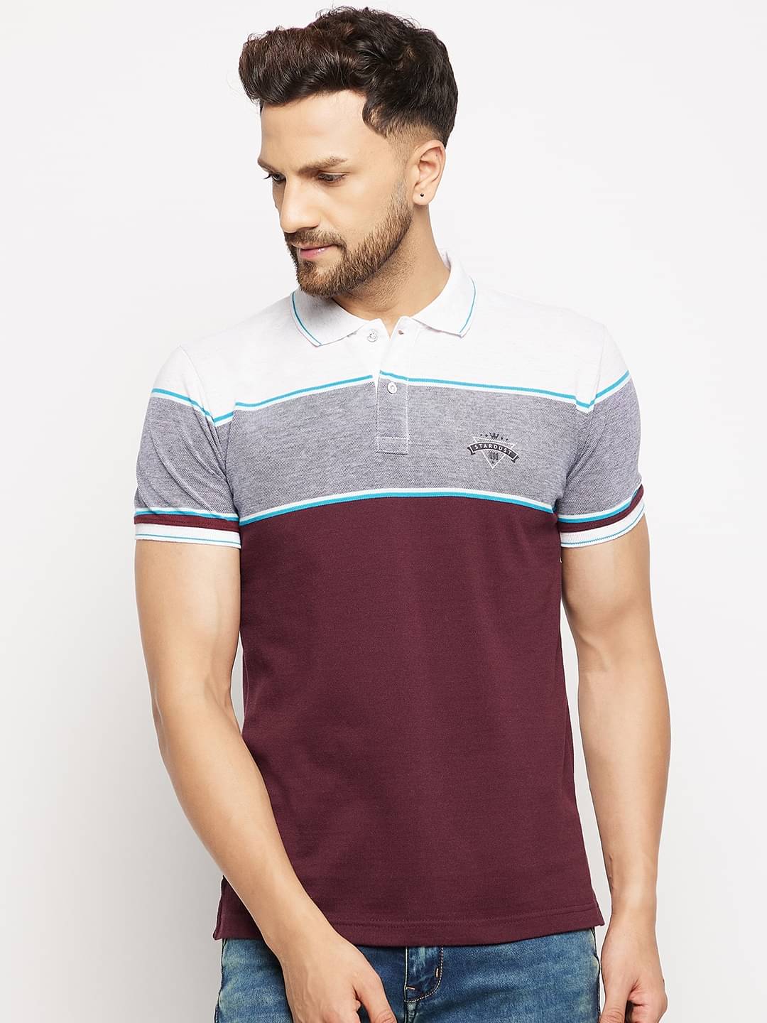     			Duke Pack of 1 Cotton Blend Slim Fit Colorblock Half Sleeves Men's Polo T Shirt ( Multicolor )