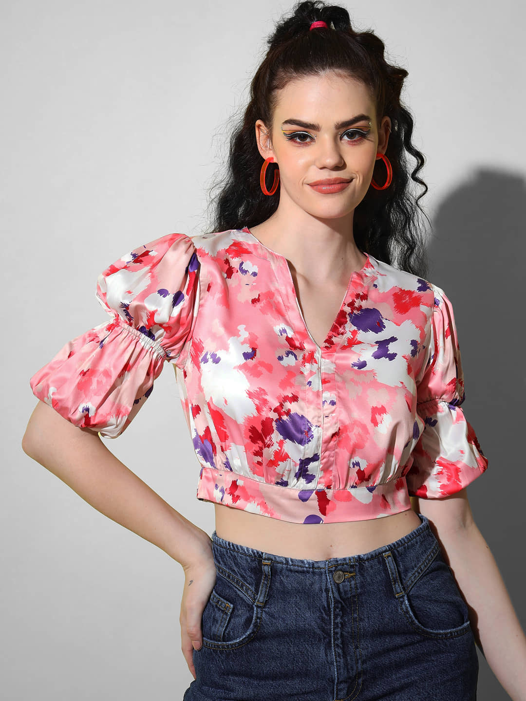 The Dry State Women's Satin Crop Top ( Pink )