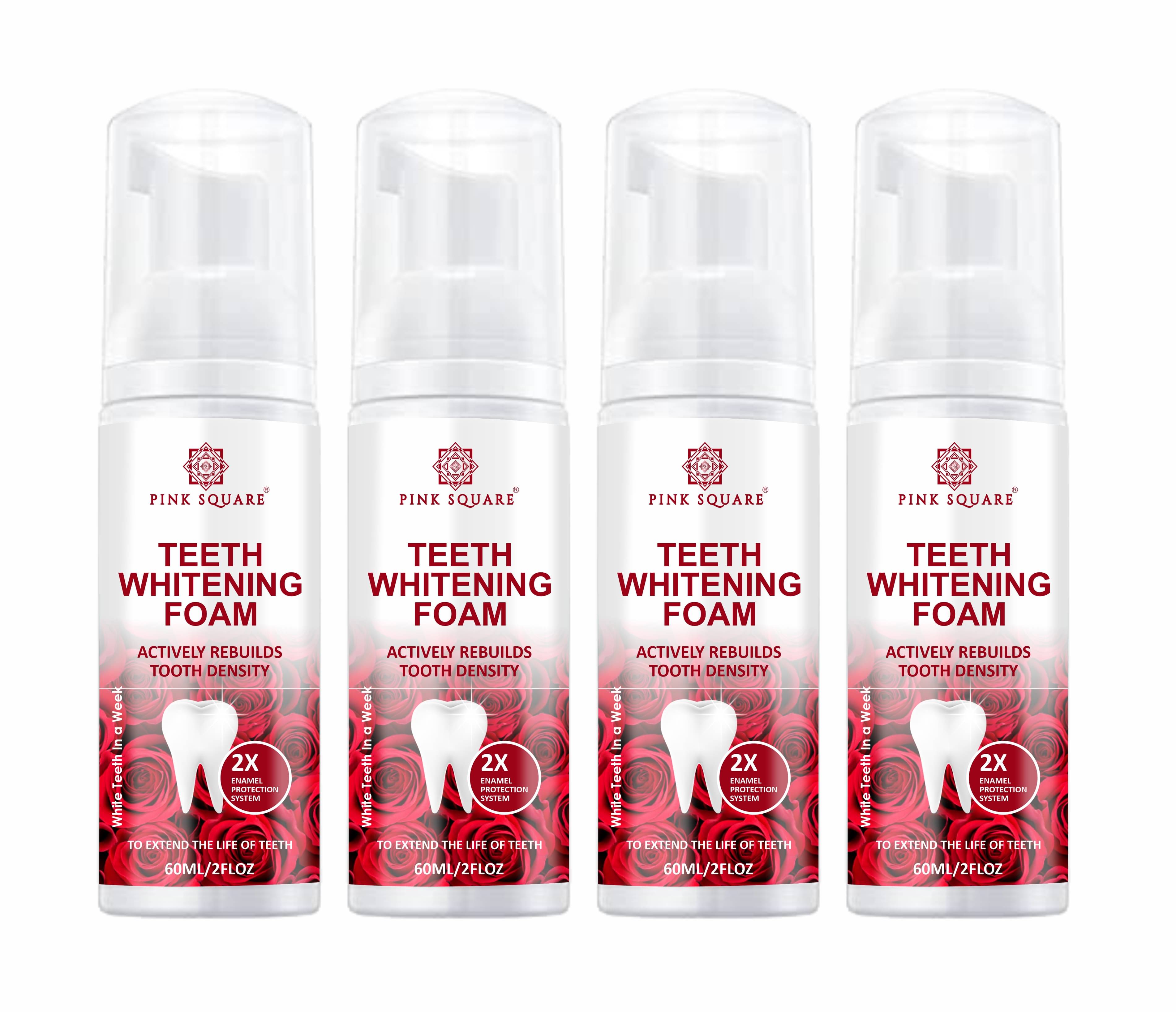     			pink square Teeth Whitening Foam with Mint to Remove Stains Breath Freshener 240 mL