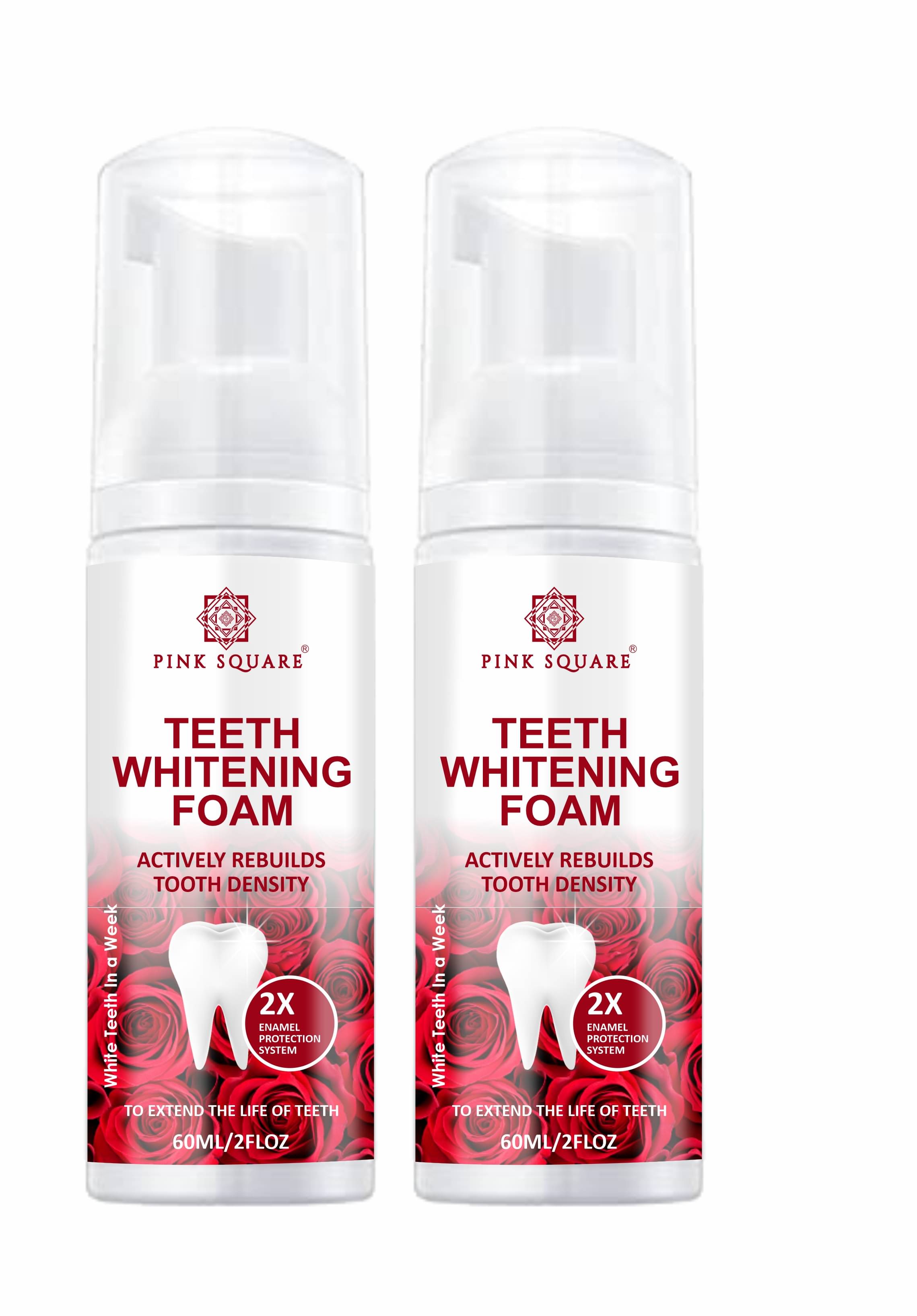     			pink square Teeth Whitening Foam with Mint to Remove Stains Breath Freshener 120 mL