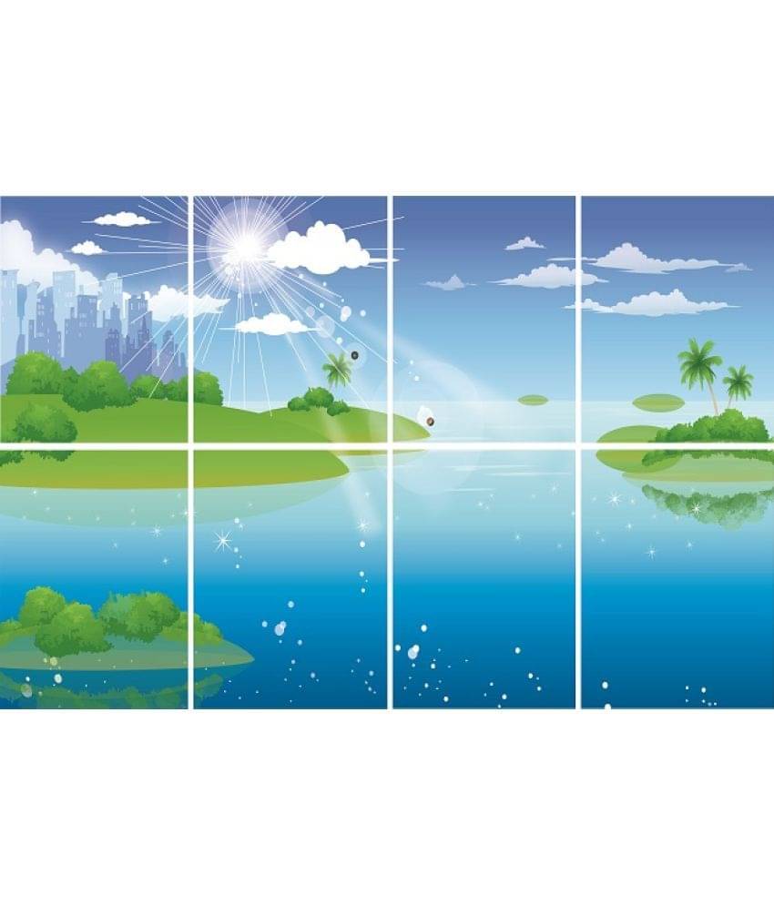     			Asmi Collection Nature Blue Water Wall Stickers for Kitchen Wall Sticker ( 60 x 90 cms )