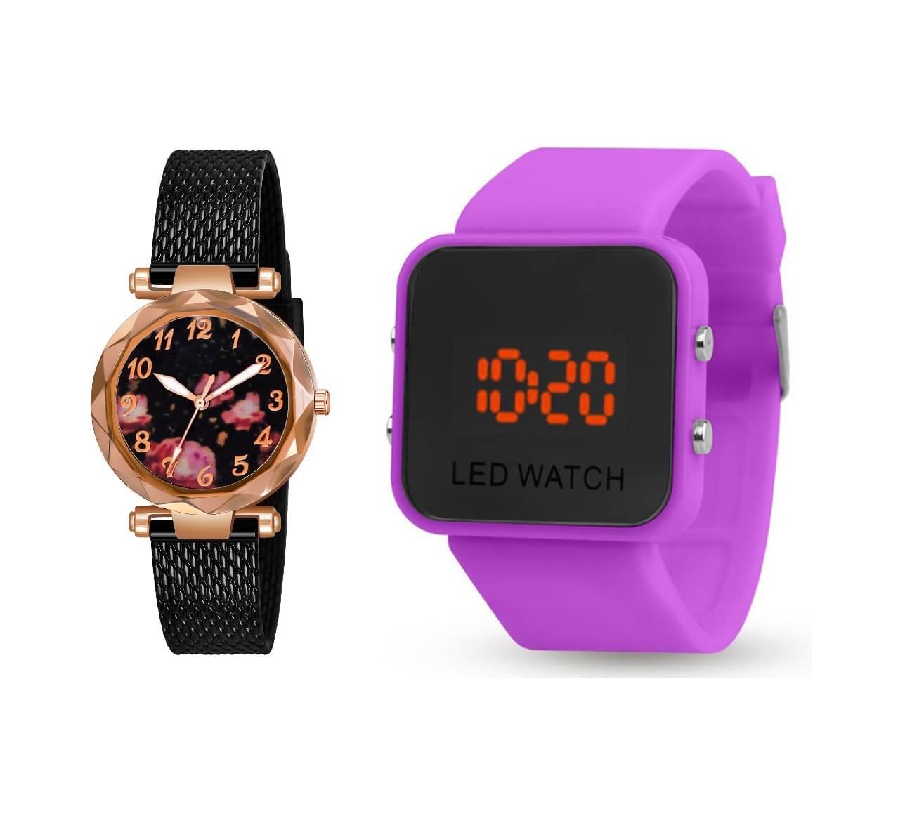     			DECLASSE - Purple Resin Analog-Digital Couple's Watch