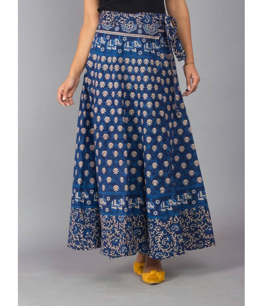 Frionkandy - Blue Cotton Women's Wrap Skirt ( Pack of 1 ) Frionkandy - Blue Cotton Women's Wrap Skirt ( Pack of 1 )