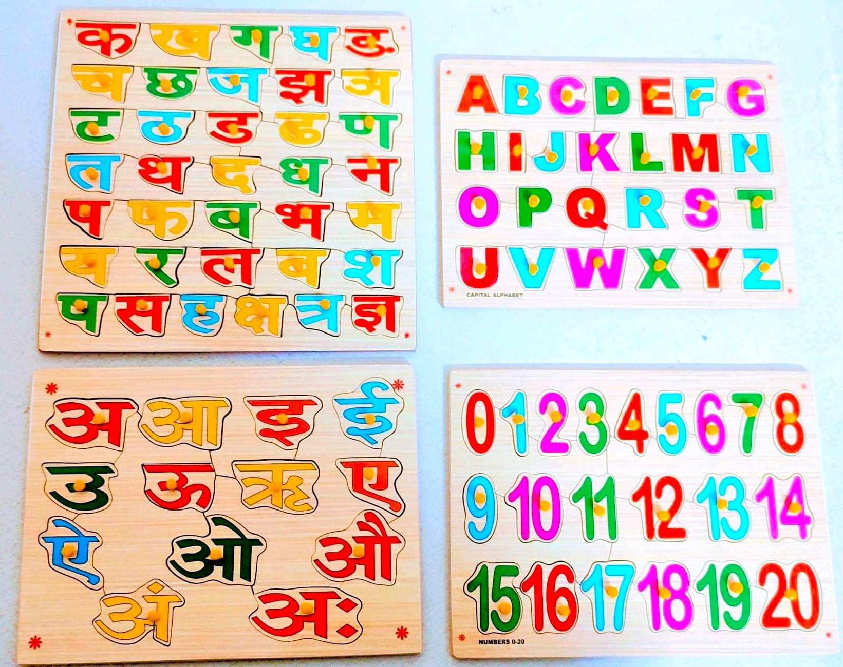     			Hindi Alphabet ( Consonant) ,English Alphabet  & Number  learning puzzle Combo Board for Kids Pre Primary Education  With Picture & Knobs,