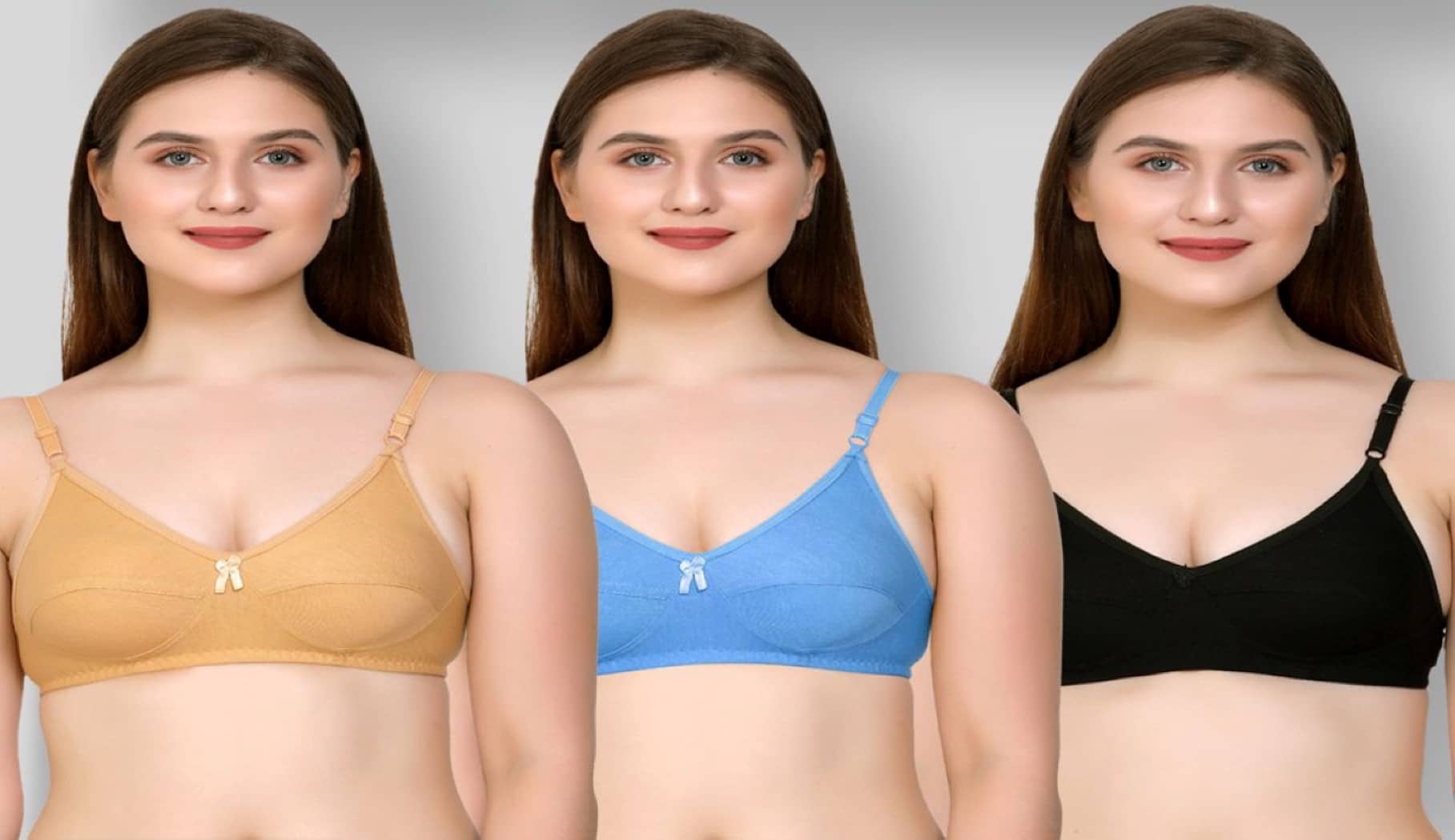 Kiran Enterprises Pack of 3 Cotton Blend Non Padded Women's Everyday Bra ( Multicolor )