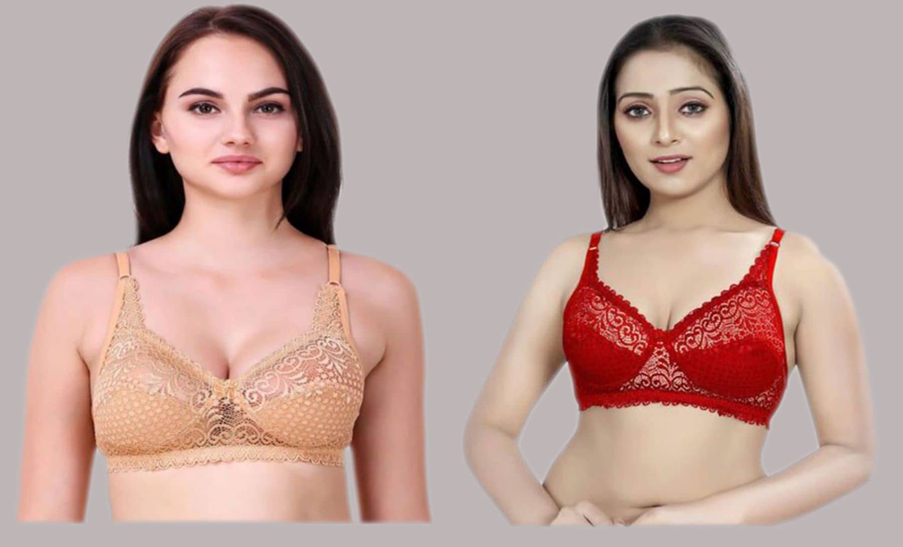 Kiran Enterprises Pack of 2 Net Non Padded Women's T-Shirt Bra ( Multicolor )