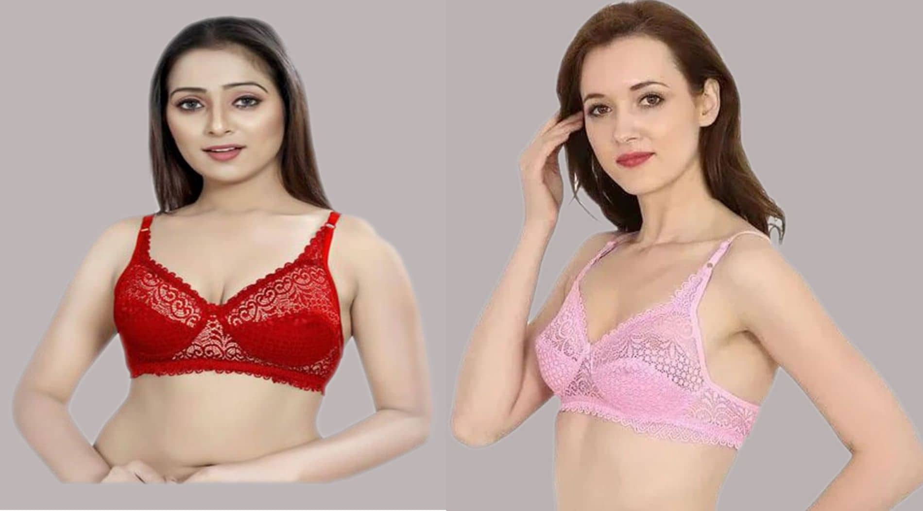 Kiran Enterprises Pack of 2 Net Non Padded Women's Minimizer Bra ( Multicolor )