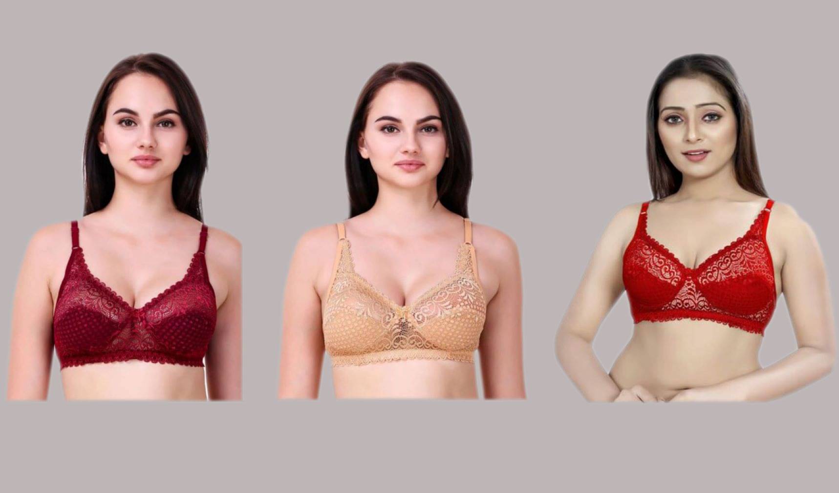 Kiran Enterprises Pack of 3 Net Non Padded Women's Minimizer Bra ( Multicolor ) Kiran Enterprises Pack of 3 Net Non Padded Women's Minimizer Bra ( Multicolor )
