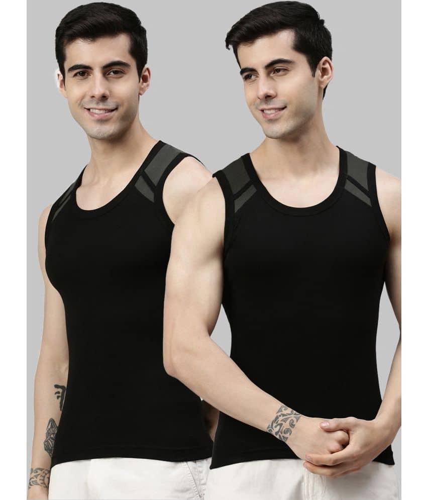 Pack of 2 Lux Cozi - Black Cotton Men's Vest - Nightwear & Loungewear | Buy online on ZillyBuy