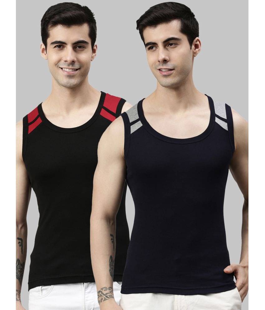 Pack of 2 Lux Cozi - Black Cotton Men's Vest     			Pack of 2 Lux Cozi - Black Cotton Men's Vest