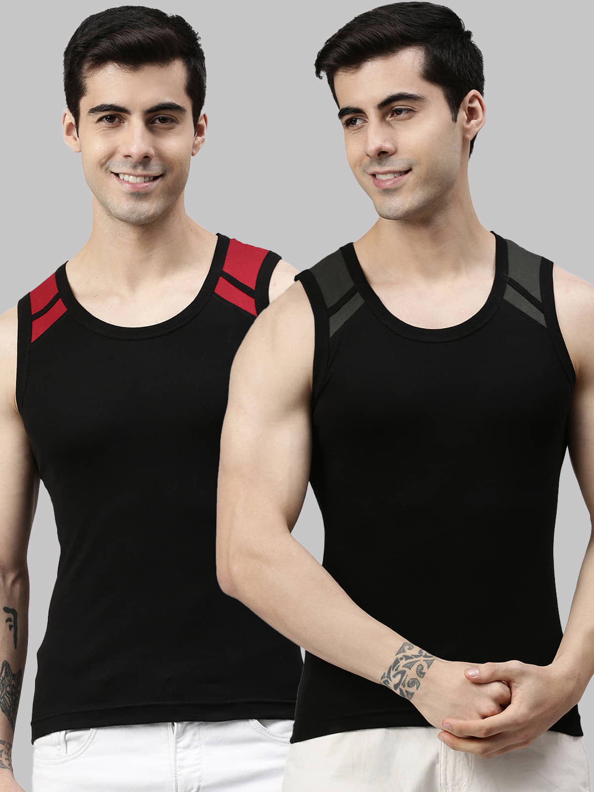 Pack of 2 Lux Cozi - Black Cotton Men's Vest - Nightwear & Loungewear | Buy online on ZillyBuy