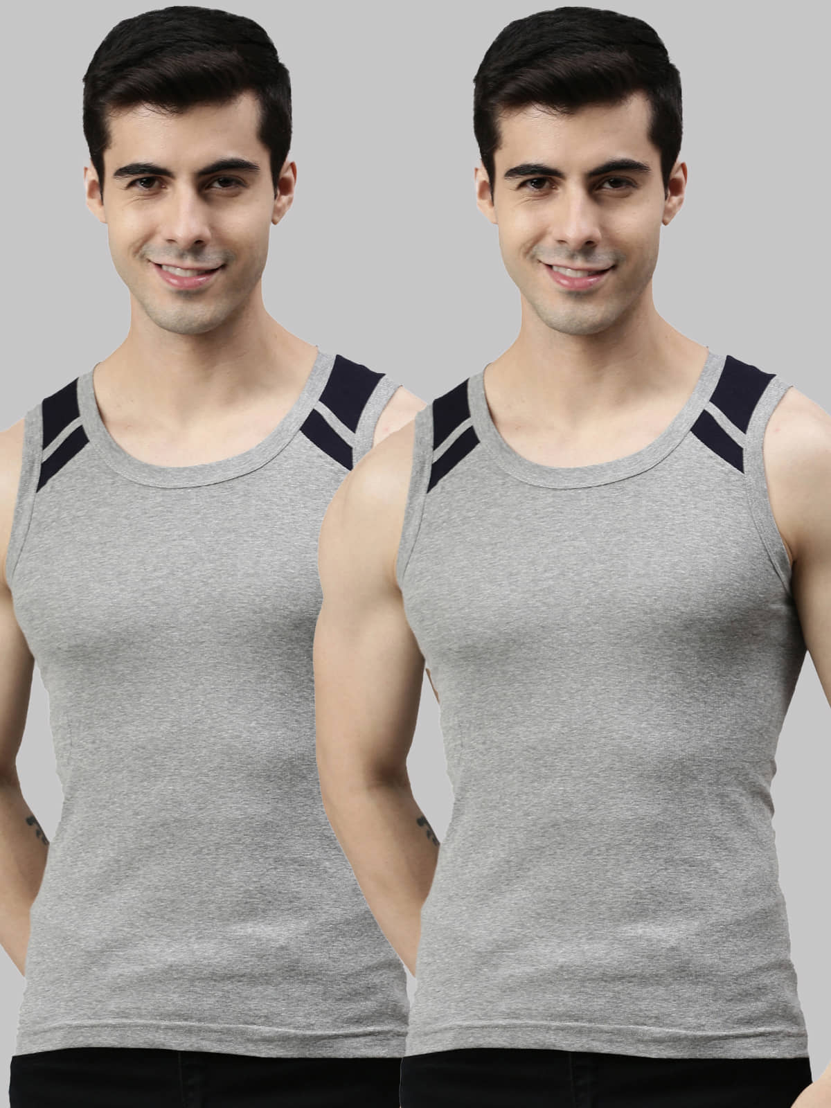 Pack of 2 Lux Cozi - Multicolor Cotton Men's Vest - Nightwear & Loungewear | Buy online on ZillyBuy