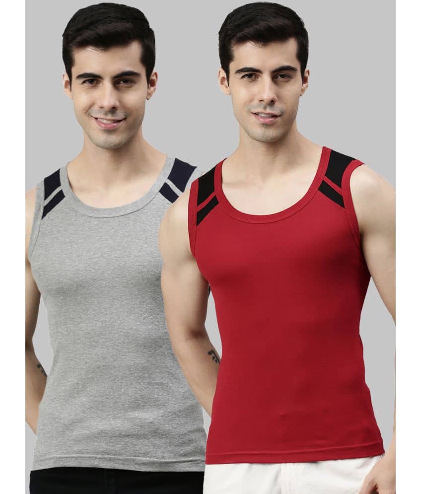 Pack of 2 Lux Cozi - Multicolor Cotton Men's Vest - Nightwear & Loungewear | Buy online on ZillyBuy
