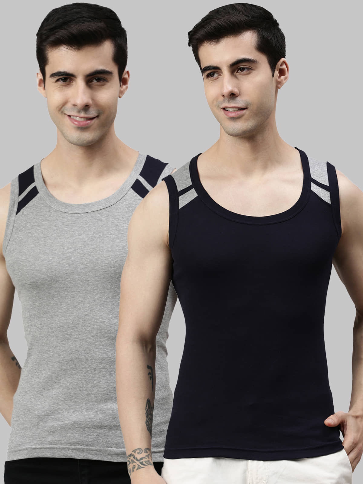 Pack of 2 Lux Cozi - Multicolor Cotton Men's Vest - Nightwear & Loungewear | Buy online on ZillyBuy