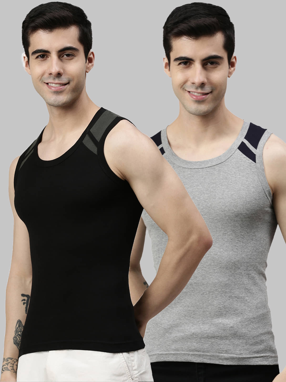 Pack of 2 Lux Cozi - Multicolor Cotton Men's Vest - Nightwear & Loungewear | Buy online on ZillyBuy