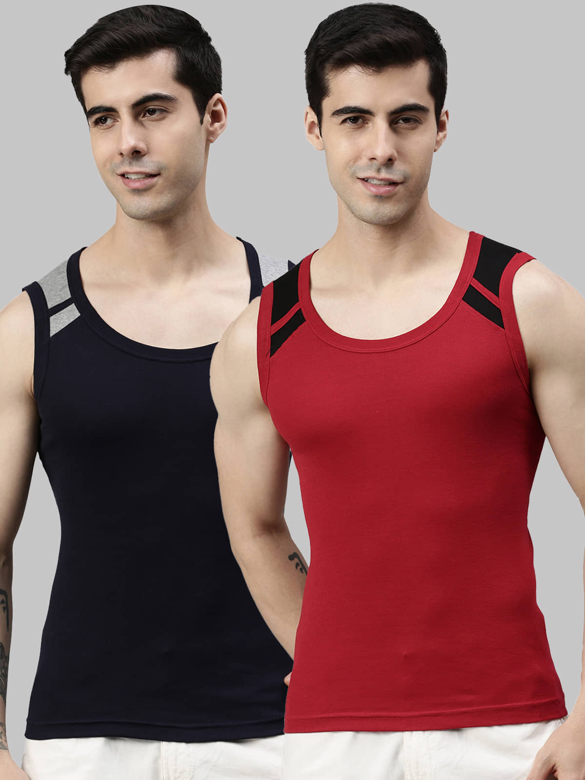 Pack of 2 Lux Cozi - Multicolor Cotton Men's Vest - Nightwear & Loungewear | Buy online on ZillyBuy
