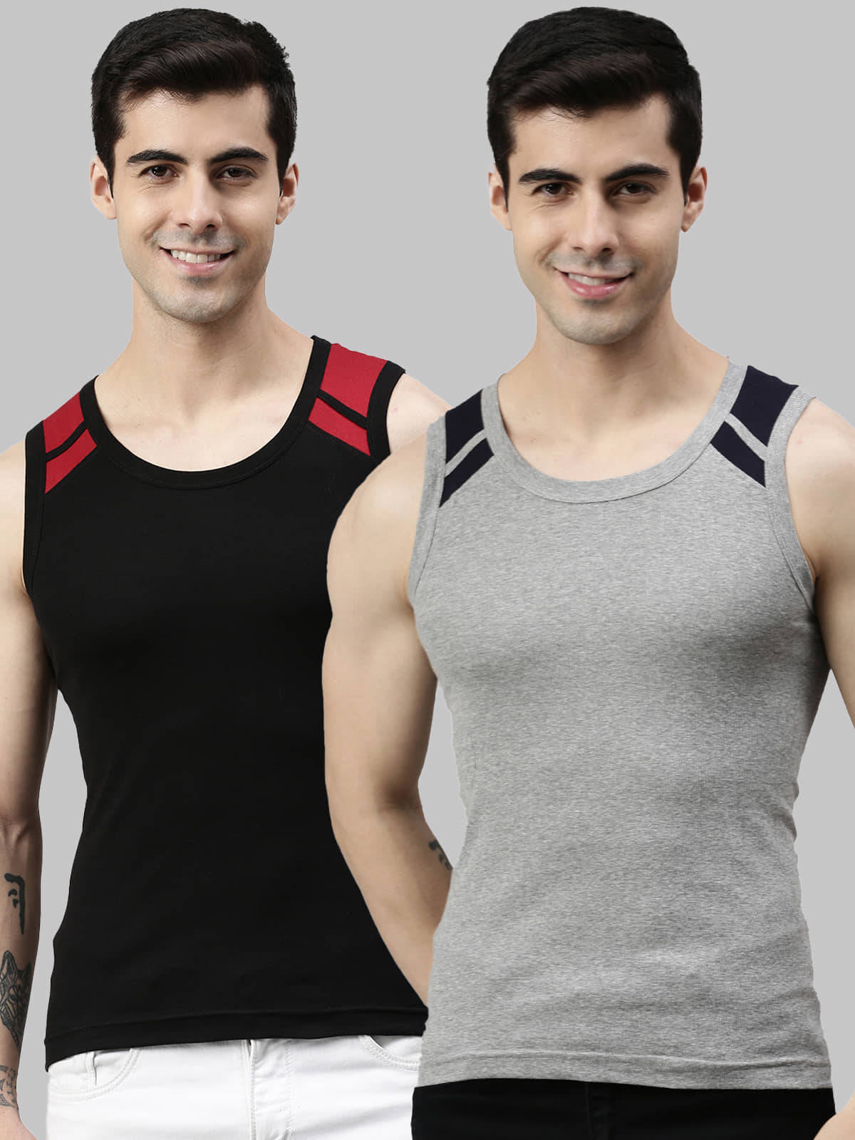 Pack of 2 Lux Cozi - Multicolor Cotton Men's Vest - Nightwear & Loungewear | Buy online on ZillyBuy