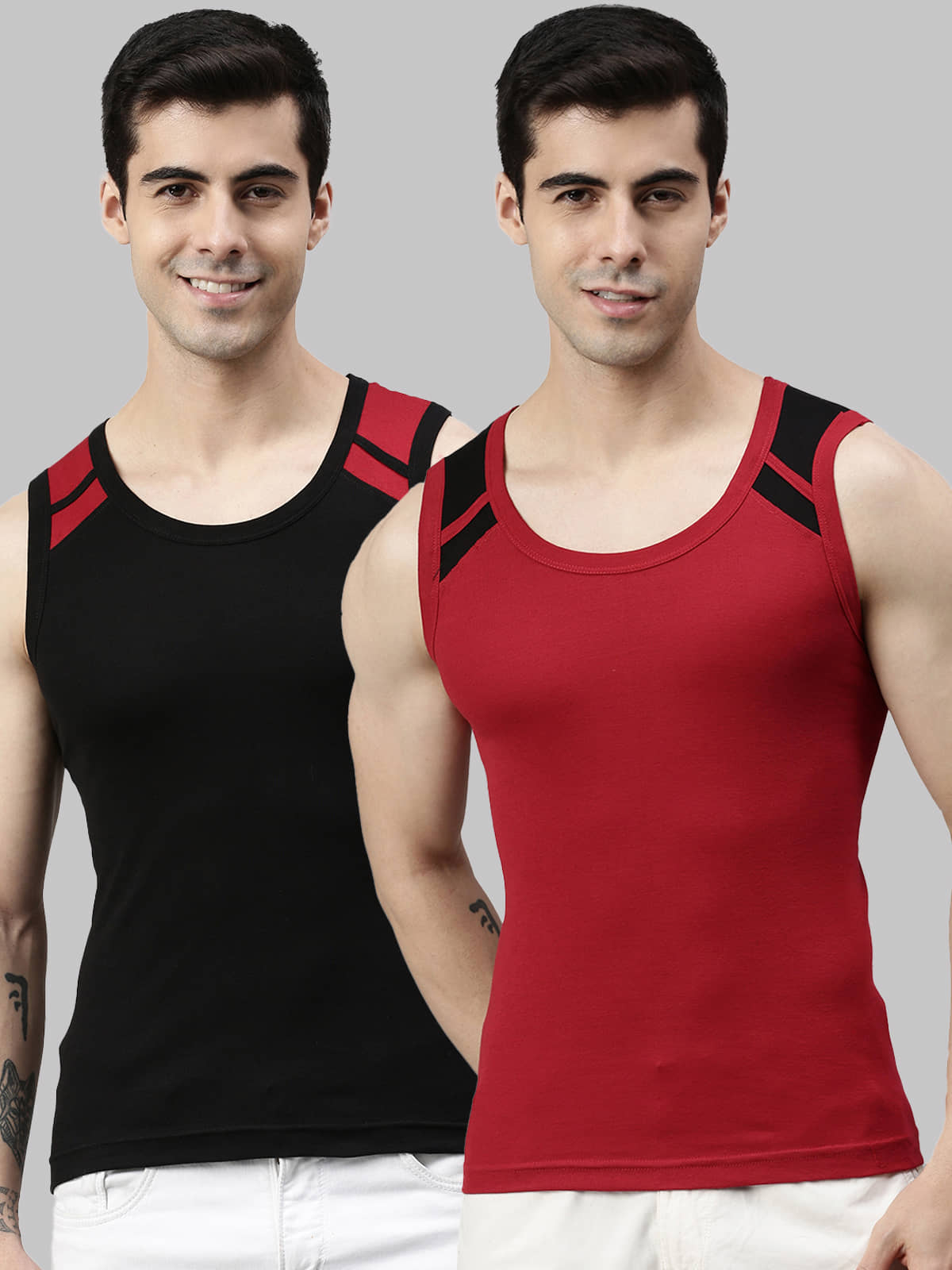 Pack of 2 Lux Cozi - Multicolor Cotton Men's Vest - Nightwear & Loungewear | Buy online on ZillyBuy