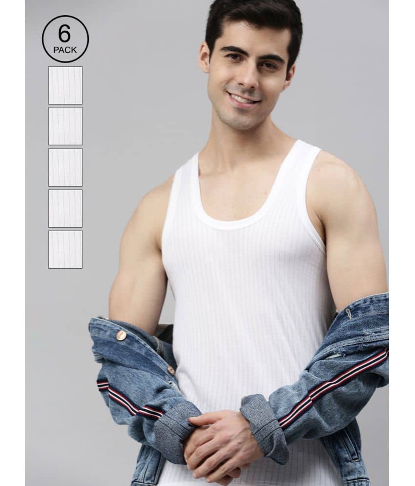 Pack of 6 Lux Cozi - White Cotton Men's Vest - Nightwear & Loungewear | Buy online on ZillyBuy