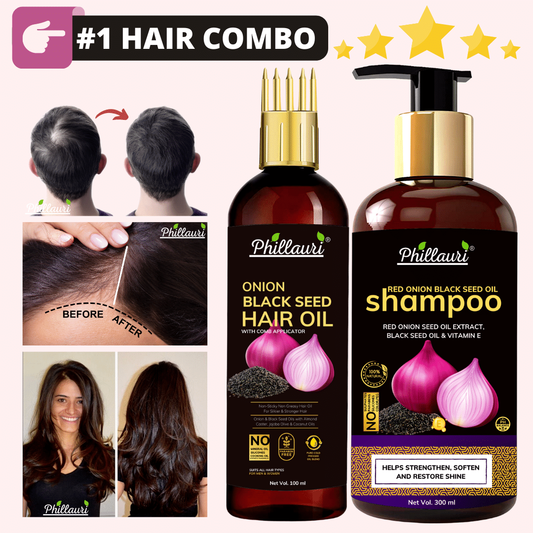 Phillauri Red Onion Shampoo + Red Onion Hair Growth Oil For Hair Fall Control Combo ( Hair Oil (100 ML) + Shampoo (300 ML)) Phillauri Red Onion Shampoo + Red Onion Hair Growth Oil For Hair Fall Control Combo ( Hair Oil (100 ML) + Shampoo (300 ML))