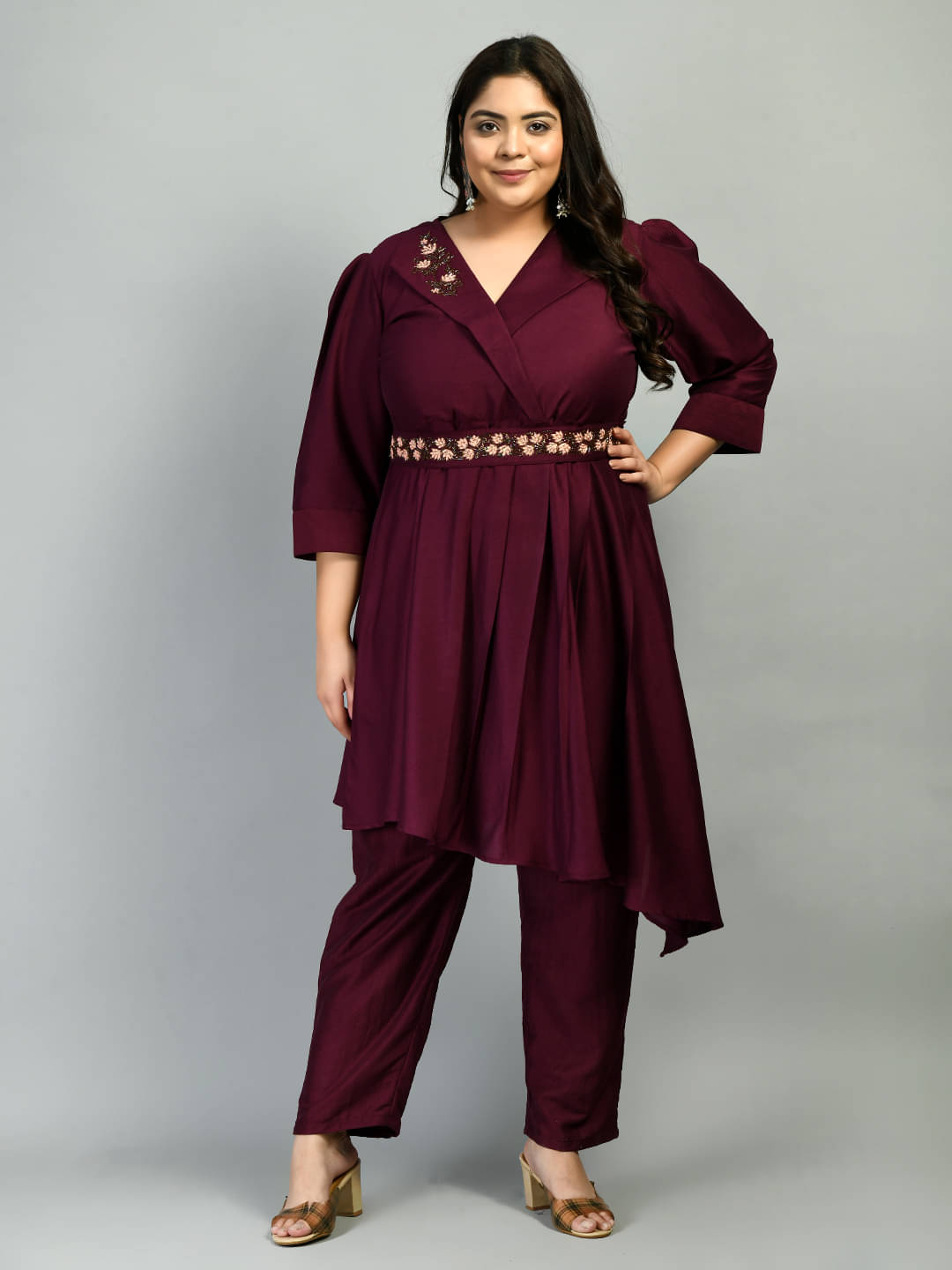 PrettyPlus by Desinoor - Wine Asymmetrical Cotton Silk Women's Stitched Salwar Suit ( Pack of 1 ) PrettyPlus by Desinoor - Wine Asymmetrical Cotton Silk Women's Stitched Salwar Suit ( Pack of 1 )