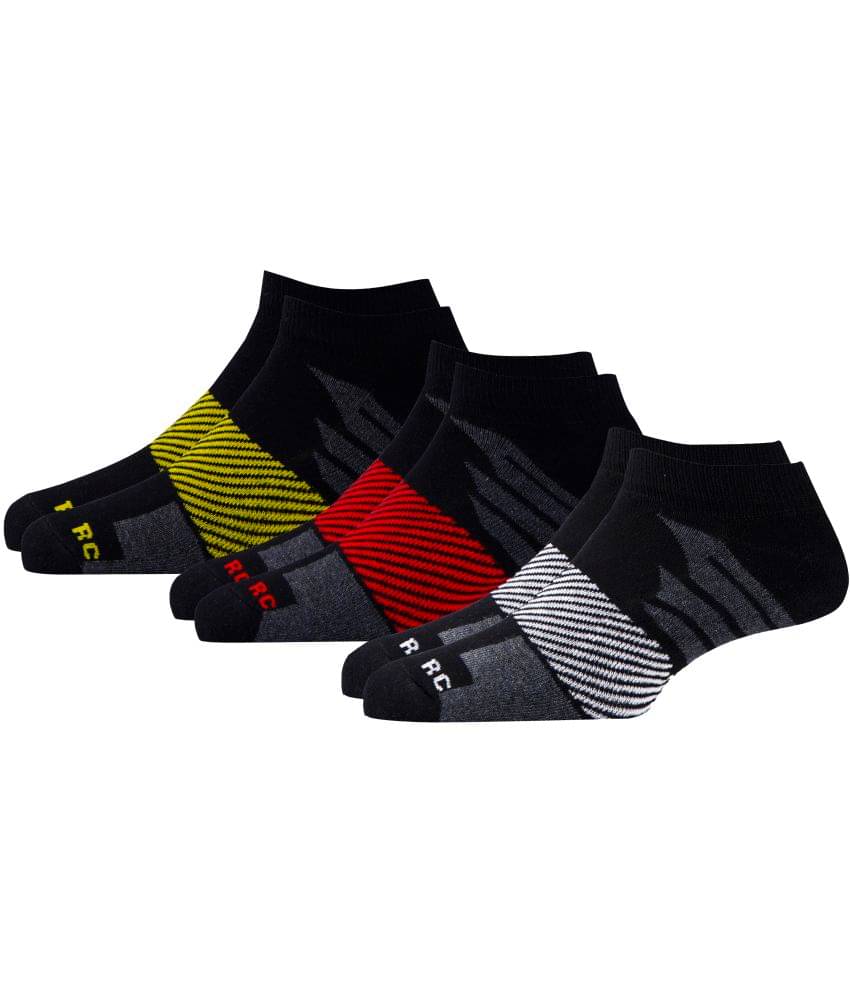     			RC. ROYAL CLASS - Cotton Blend Men's Striped Black Ankle Length Socks ( Pack of 3 )