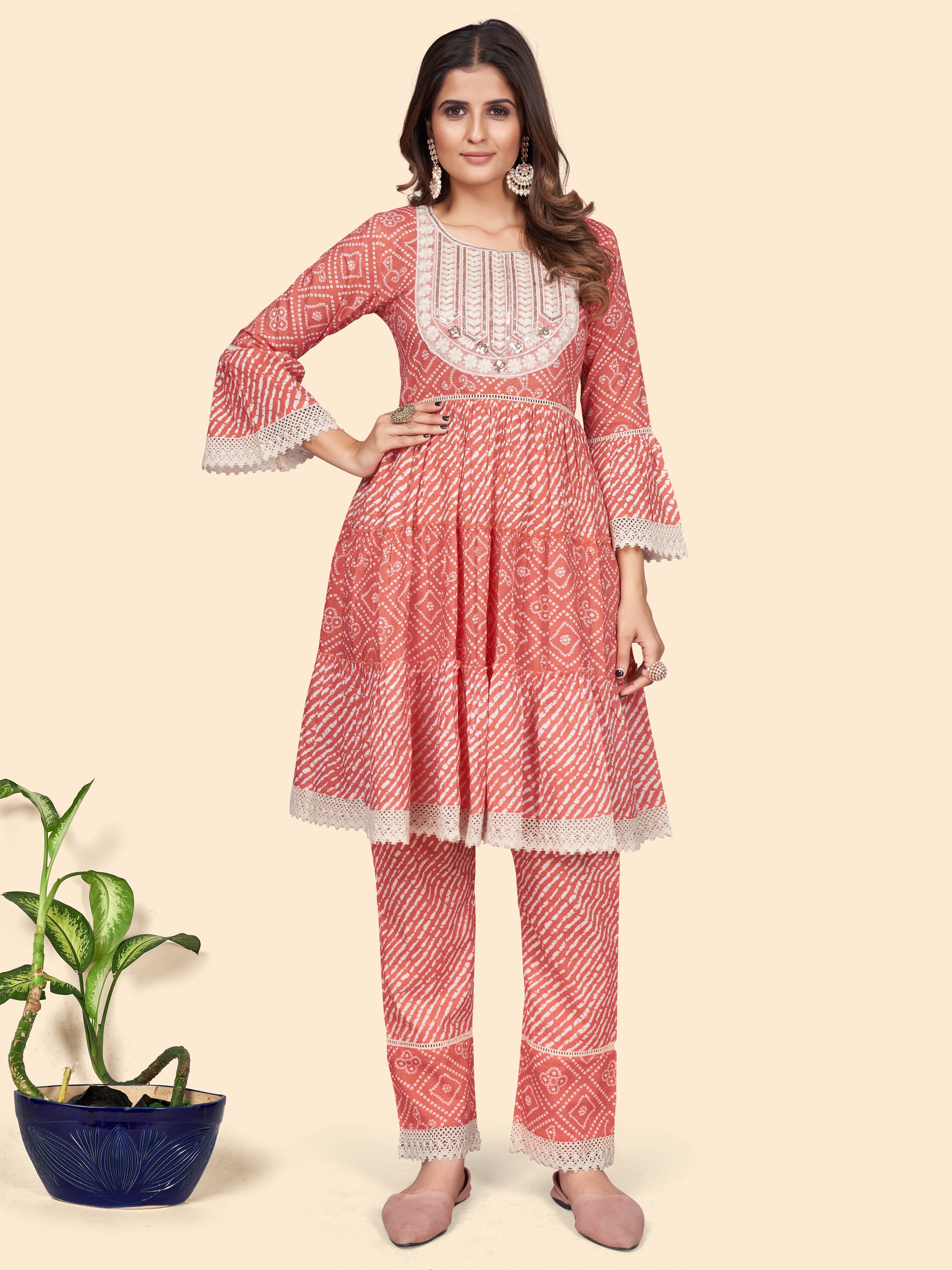 Vbuyz - Orange A-line Cotton Women's Stitched Salwar Suit ( Pack of 1 )
