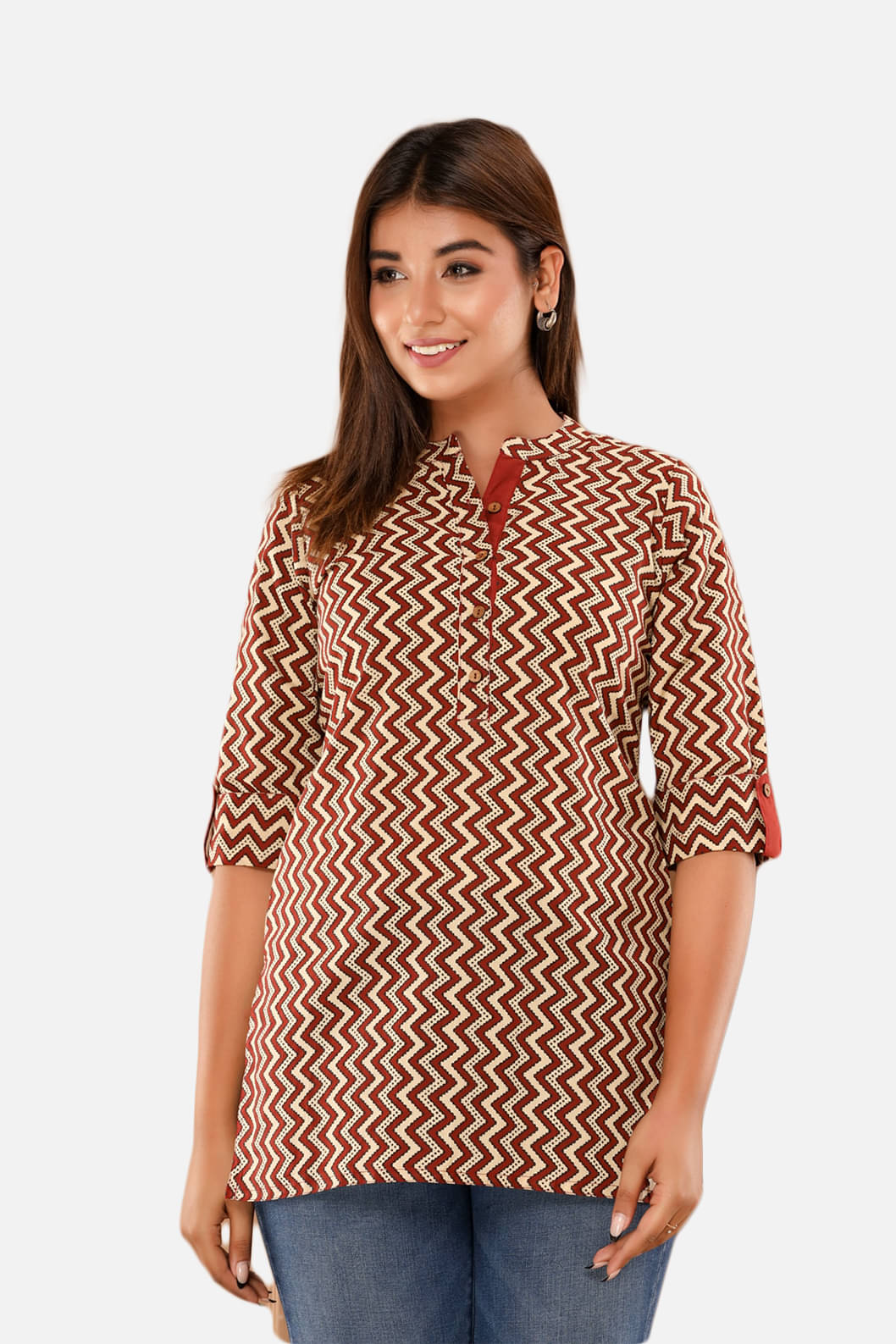     			FabbibaPrints Women's Cotton Regular Top ( Beige )