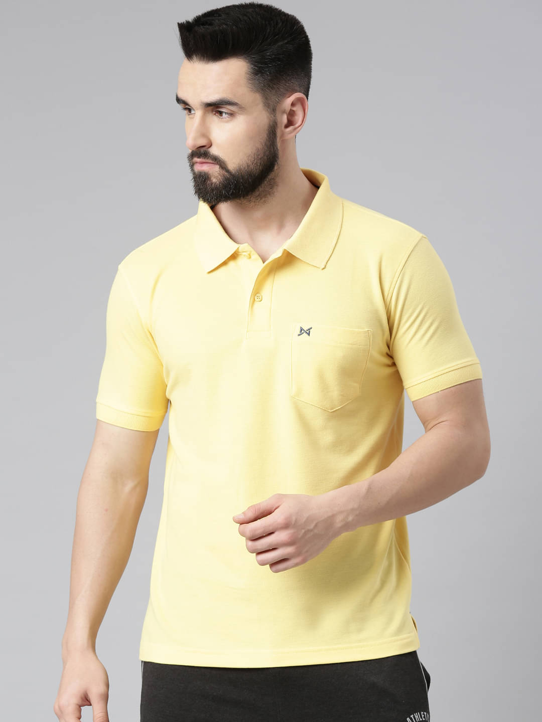Force NXT Pack of 1 Cotton Regular Fit Solid Half Sleeves Men's Polo T Shirt ( Yellow )     			Force NXT Pack of 1 Cotton Regular Fit Solid Half Sleeves Men's Polo T Shirt ( Yellow )