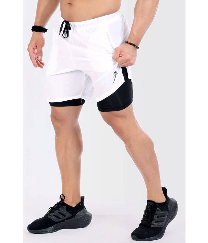     			Fuaark - White Polyester Lycra Men's Gym Shorts ( Pack of 1 )
