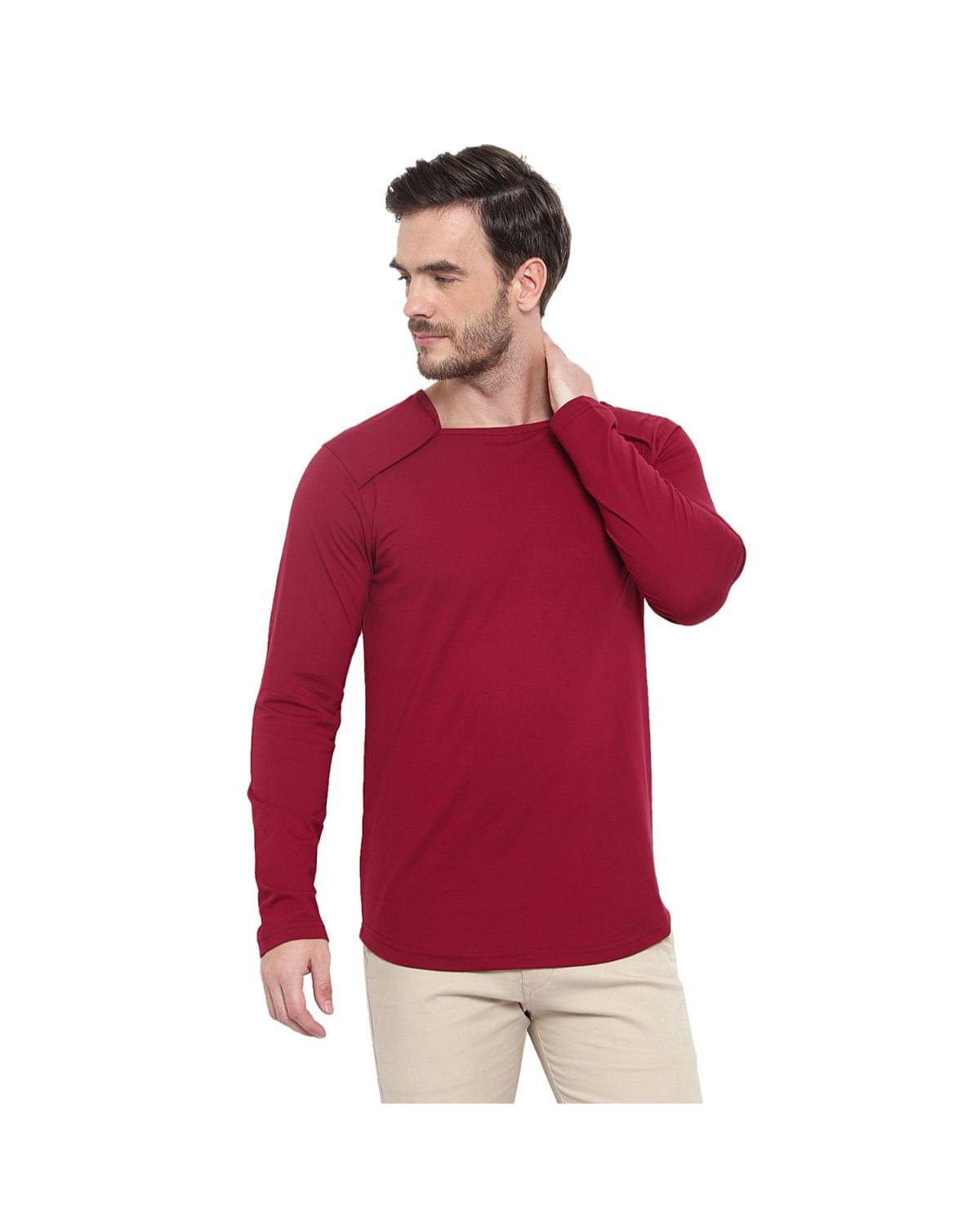     			Glito Pack of 1 Cotton Blend Regular Fit Men's T-Shirt ( Maroon )