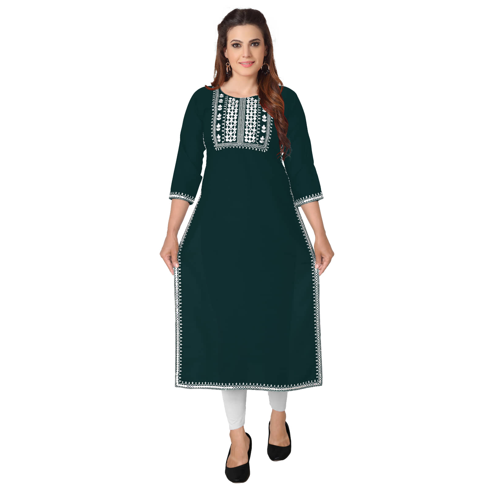 Kapadia - Green Rayon Women's Straight Kurti ( Pack of 1 ) - Kurtis, Tunics | Buy online on ZillyBuy