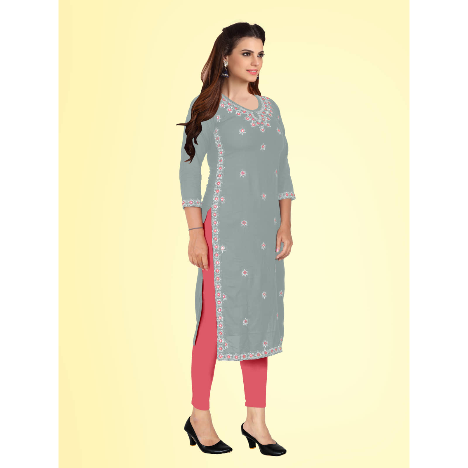 Kapadia - Grey Rayon Women's Straight Kurti ( Pack of 1 ) - Kurtis, Tunics | Buy online on ZillyBuy