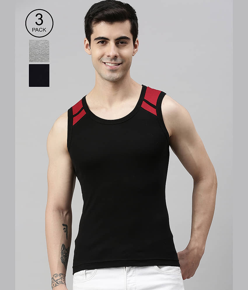 Pack of 3 Lux Cozi - Multicolor Cotton Men's Vest - Nightwear & Loungewear | Buy online on ZillyBuy