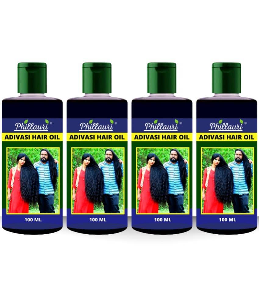 Phillauri Adivasi Ayurvedic Herbal Hair Oil - Dandruff Control - Hair Loss Control - Long Hair - For Women and Men (100 ml Each) Pack of 4