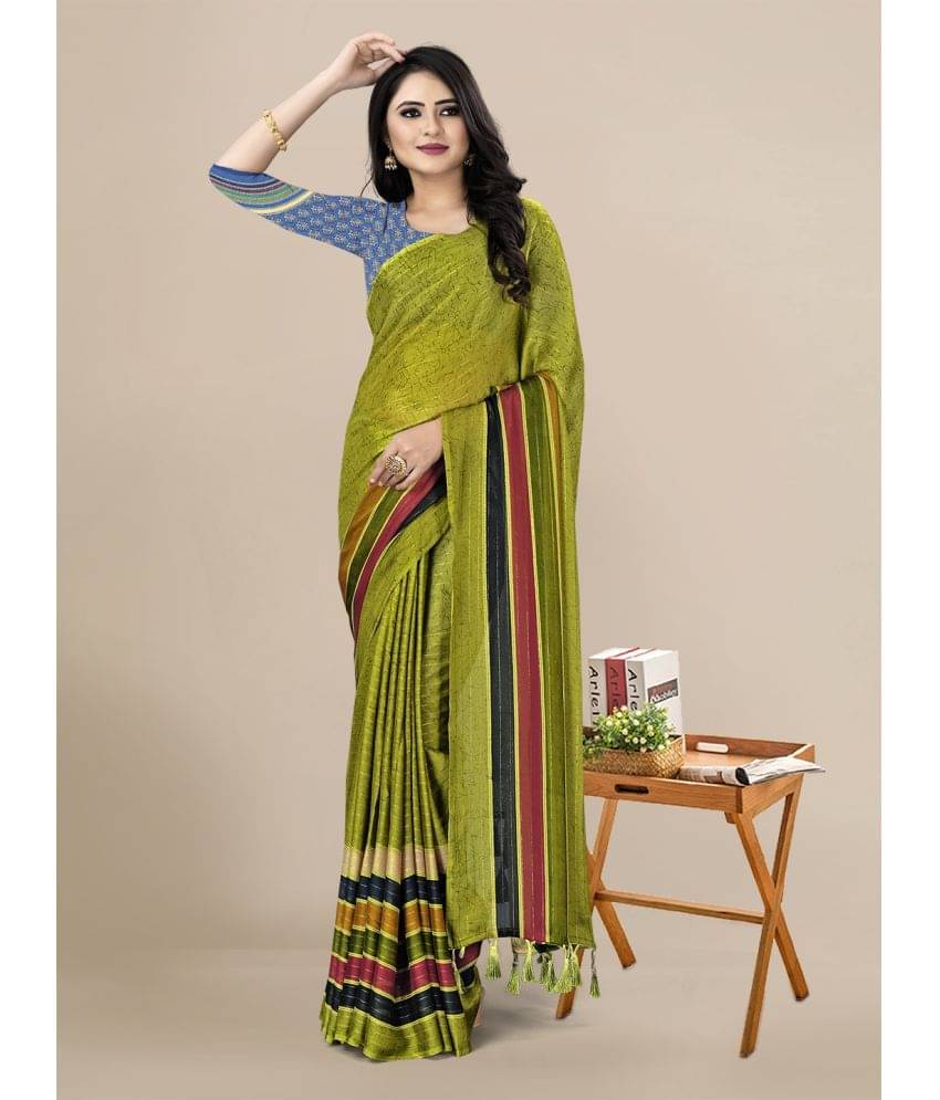 Rekha Maniyar Chiffon Printed Saree With Unstitched Blouse Piece ( Mint Green ) Rekha Maniyar Chiffon Printed Saree With Unstitched Blouse Piece ( Mint Green )