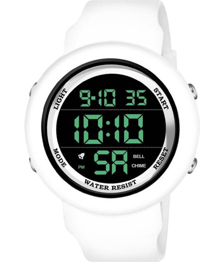     			Renaissance Traders - White PU Digital Men's Watch