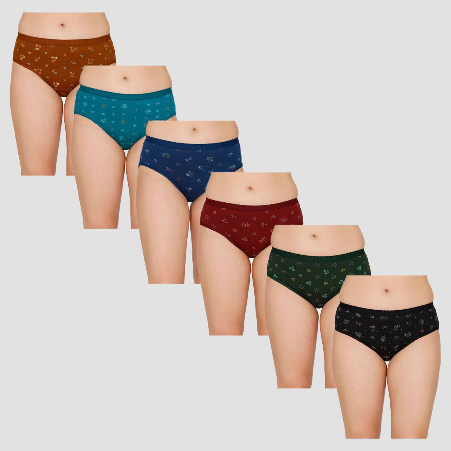 Sleazy Pack of 6 Cotton Printed Women's Briefs ( Multi Color )