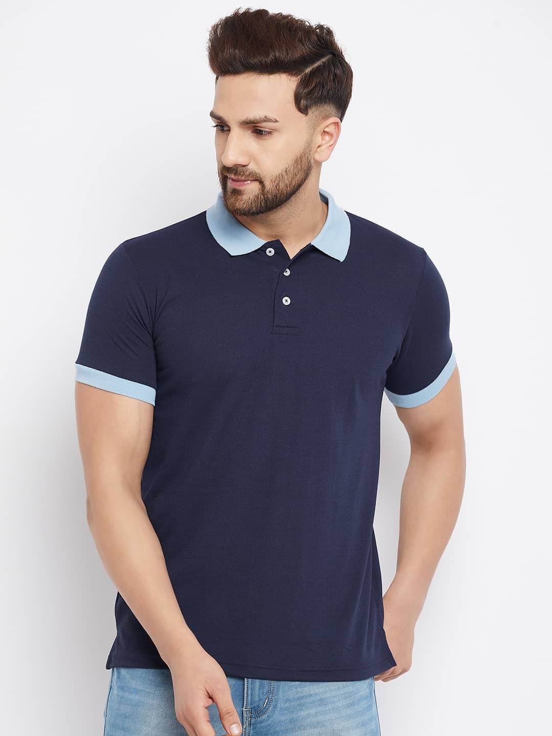 The Million Club Pack of 1 Polyester Regular Fit Solid Half Sleeves Men's Polo T Shirt ( Navy )