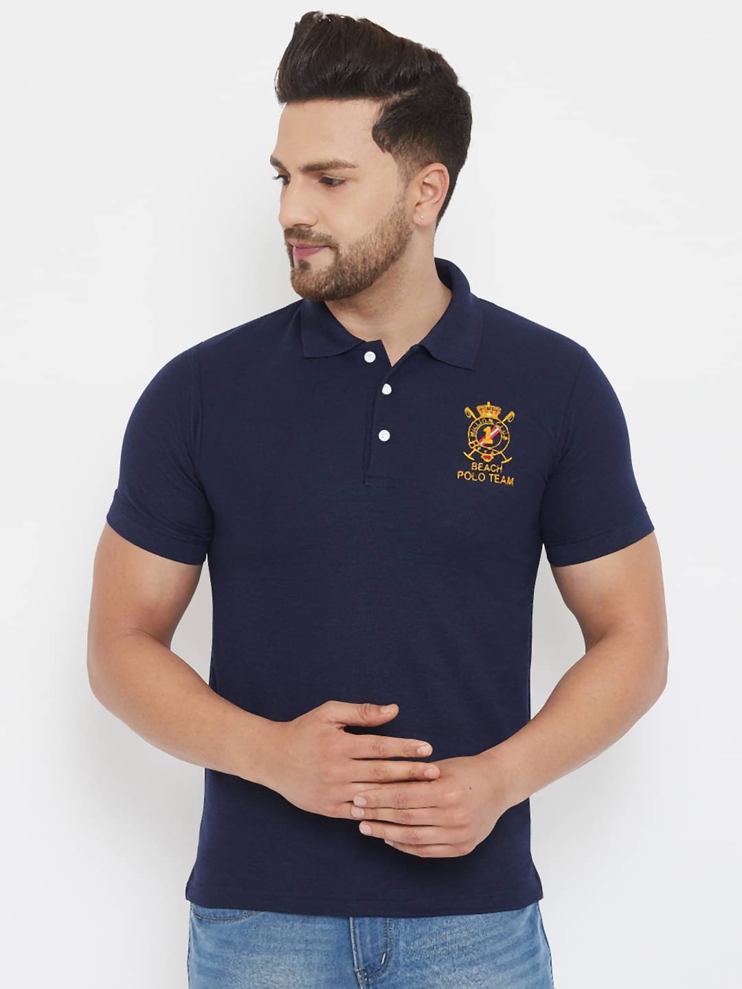 The Million Club Pack of 1 Polyester Regular Fit Printed Half Sleeves Men's Polo T Shirt ( Navy ) The Million Club Pack of 1 Polyester Regular Fit Printed Half Sleeves Men's Polo T Shirt ( Navy )