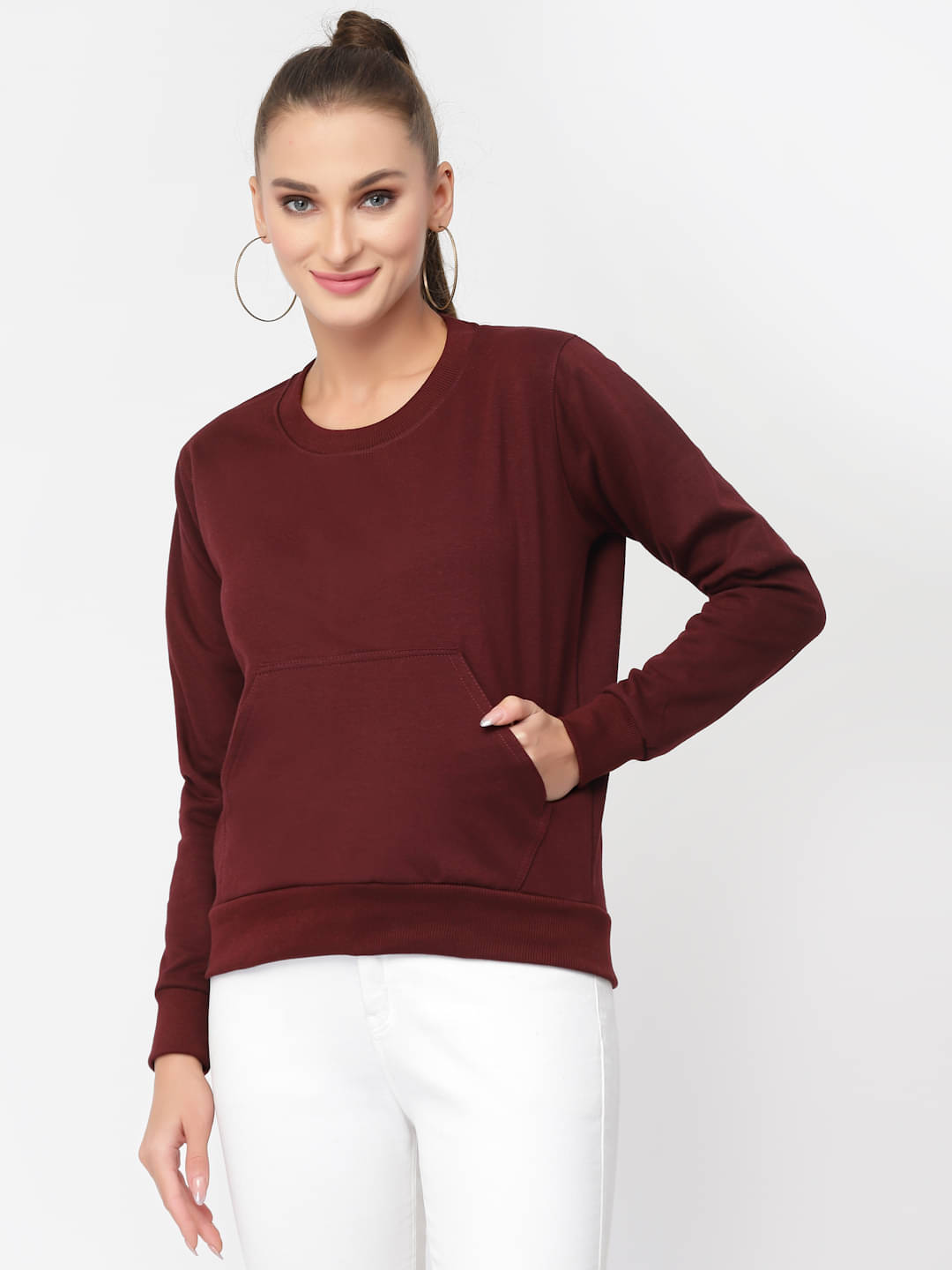     			Uzarus Cotton Maroon Zippered Sweatshirt